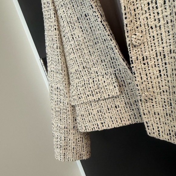 Theory 4 never worn but stored Women's Cream Textured wool tweed plaid Blazer - Picture 9 of 14